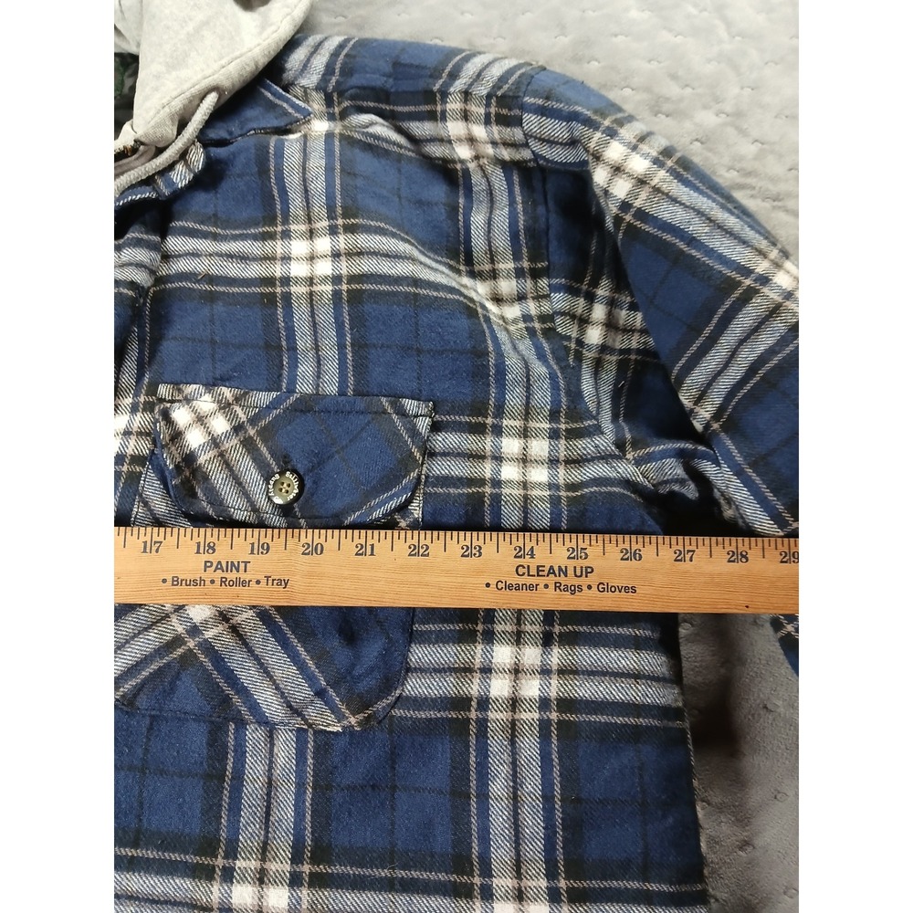 Stillwater Supply Co Mens XL Blue Plaid Quilted Hooded Flannel Shirt Jacket NWT - Picture 4 of 8